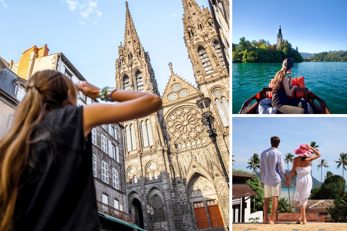 旅のイメージのコラージュ写真